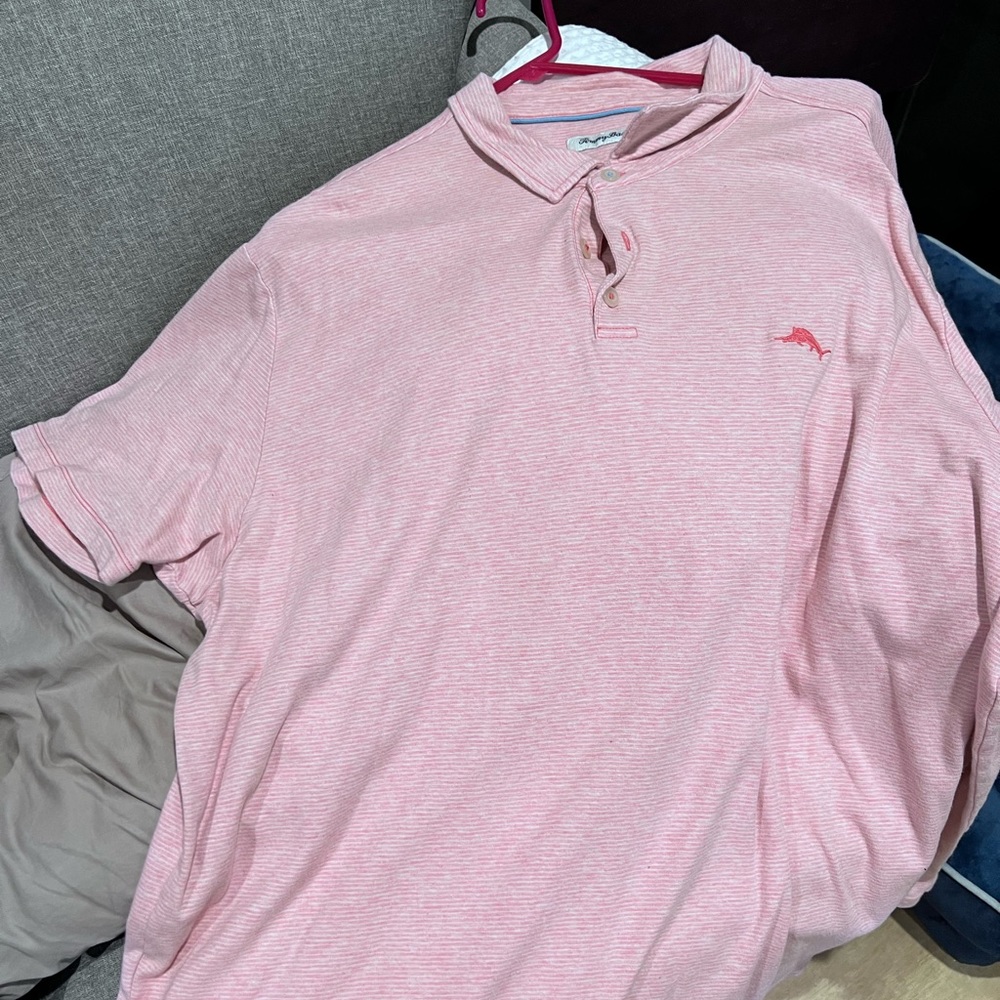 Tommy Bahama, striped salmon, shirt, size XXXL